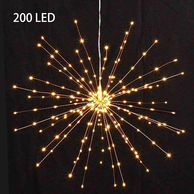 Solar Powered Starburst Lights LED Fireworks Bouquet 40 Branches 200LED Hanging Broom Copper Wire Lantern Outdoor Party Festival Christmas Waterproof