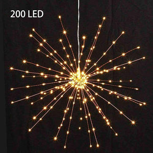 Solar Powered Starburst Lights LED Fireworks Bouquet 40 Branches 200LED Hanging Broom Copper Wire Lantern Outdoor Party Festival Christmas Waterproof