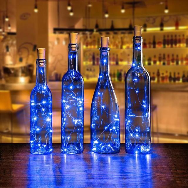 LED Bottle String Lights Cork Shaped 30pcs 12pcs 10pcs LED Night Starry Light 2m 20LED Copper Wire Stopper Wine Bottle Lamp Wedding Party Christmas Decoration