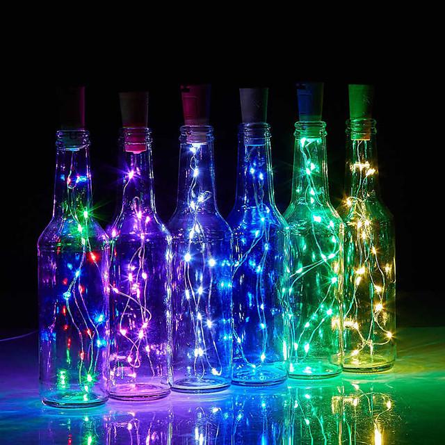 LED Bottle String Lights Cork Shaped 30pcs 12pcs 10pcs LED Night Starry Light 2m 20LED Copper Wire Stopper Wine Bottle Lamp Wedding Party Christmas Decoration