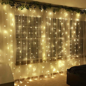 3x2M Window Curtain String Light 200 LED 8 Lighting Modes Christmas Decorating Lights Window Lights for Bedroom Party Wedding Home Indoor Outdoor Waterproof