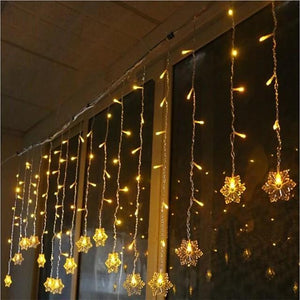 3.5m Christmas Decoration Lights 96pcs LED Snowflake Curtain String Lights Fairy Garland Lights for Window Curtain Home Holiday Party Outdoor Décor Waterproof