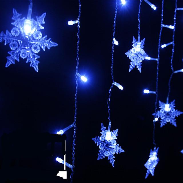 3.5M Christmas Decoration Colorful Snowflake LED Fairy String Light 96 LED Flashing Curtain Light Waterproof Outdoor Holiday Party Connectable Wave Flexible Lights Christrmas Gift AC 100V-240V