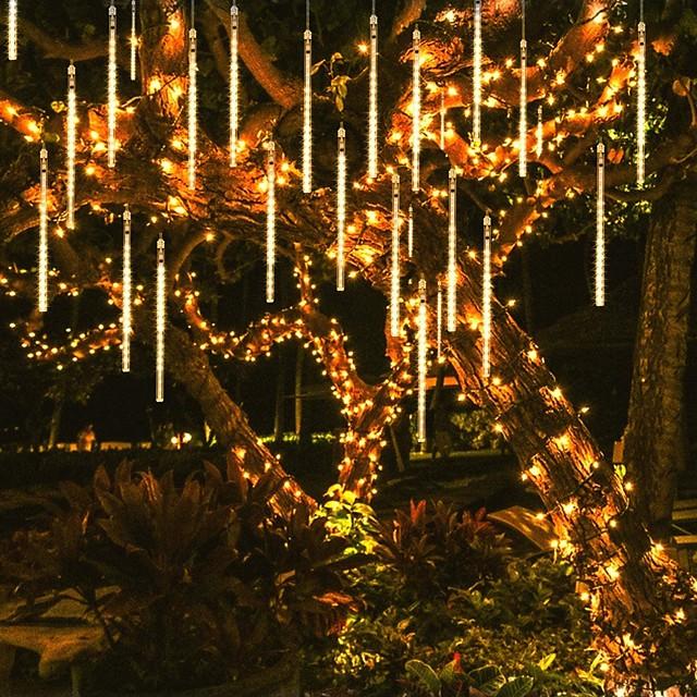 Falling Rain Lights Meteor Shower Lights Christmas Lights 50cm 8 Tube 240LEDs Falling Rain Drop Icicle String Lights for Christmas Trees Halloween Decoration Holiday Wedding