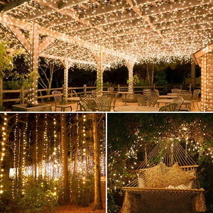 Outdoor Solar LED String Lights 10M 33ft 100 LED 8 Lighting Modes Waterproof Fairy Lights Garden Christmas Wedding Birthday Party Holiday Decoration